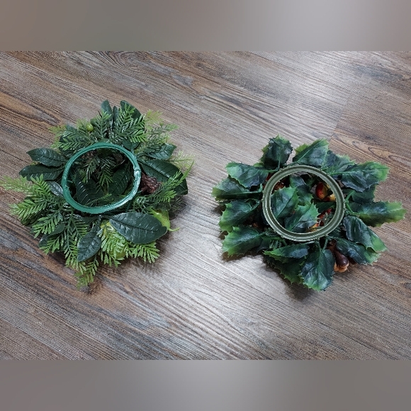 MCM Christmas Plastic Candle Ring Nuts & Fruit Wreath Greenery Lot of 2 - Picture 4 of 6